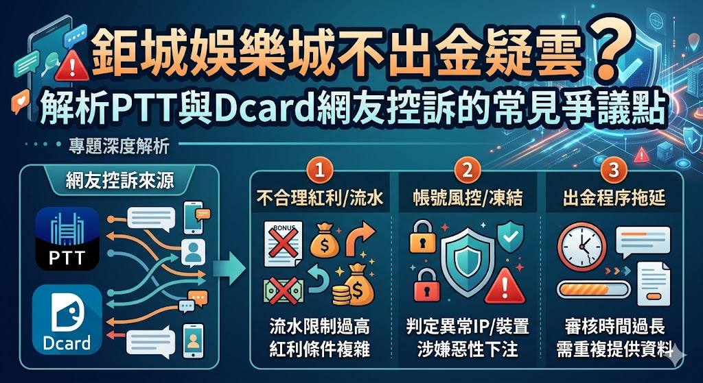 鉅城娛樂城不出金疑雲？解析PTT與Dcard網友控訴的常見爭議點