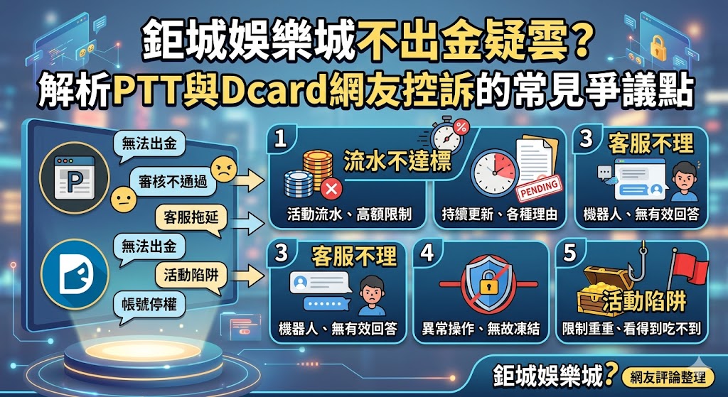 鉅城娛樂城不出金疑雲？解析PTT與Dcard網友控訴的常見爭議點