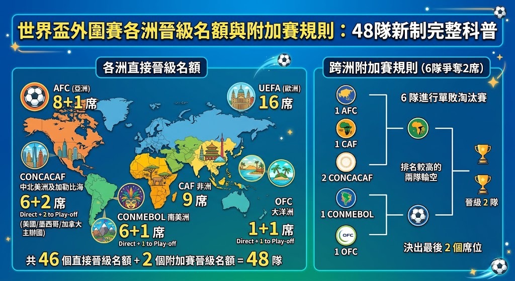 世界盃外圍賽各洲晉級名額與附加賽規則